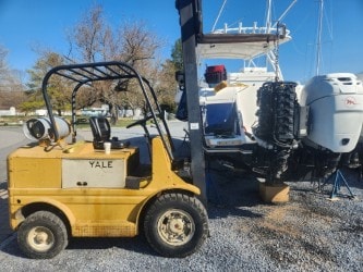 Yale forklift and outboard fleet at the yard